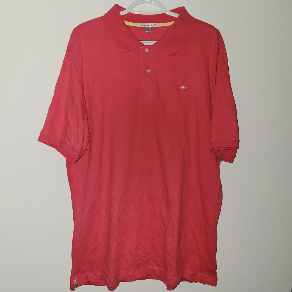 Peter Millar Short Sleeve Polo Shirt Men's Size XL Extra Large Pink Salmon